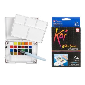 Estojo Aquarela 24 Cores Pastilha Koi Watercolors - Sakura