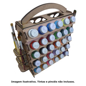 SUPORTE MDF P/ 60 FRASCOS DE TINTA + PINCÉIS