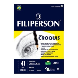 BLOCO CROQUIS - PAPEL MANTEIGA A4 41G 50FLS - FILIPERSON