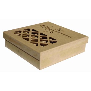 CAIXA PRESENTE FLOR - MDF 18,5X18,5X5 CM