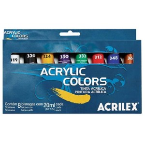 ESTOJO TINTA ACRÍLICA PARA TELA 8 CORES 20ML - ACRILEX