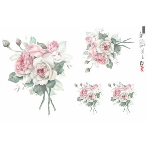PAPEL DECOUPAGE OPAPEL 30X45CM BUQUÊ ROSA VINTAGE (2559) - OPA
