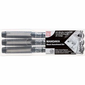 Caneta Nanquim Mangaka Kuretake Kit c/3un. Black 0.1/0.2/0.3mm