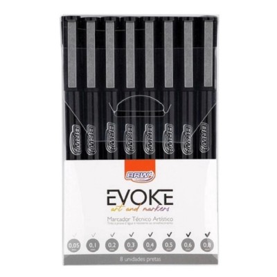 Caneta Nanquim Kit com 8 Pontas Evoke - Brw