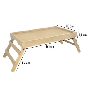 Bandeja de Cama Com Pés Mdf Cru